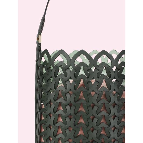 Kate Spade Black Dorie Medium Bucket Bag Spade Weave - Picture 3 of 14